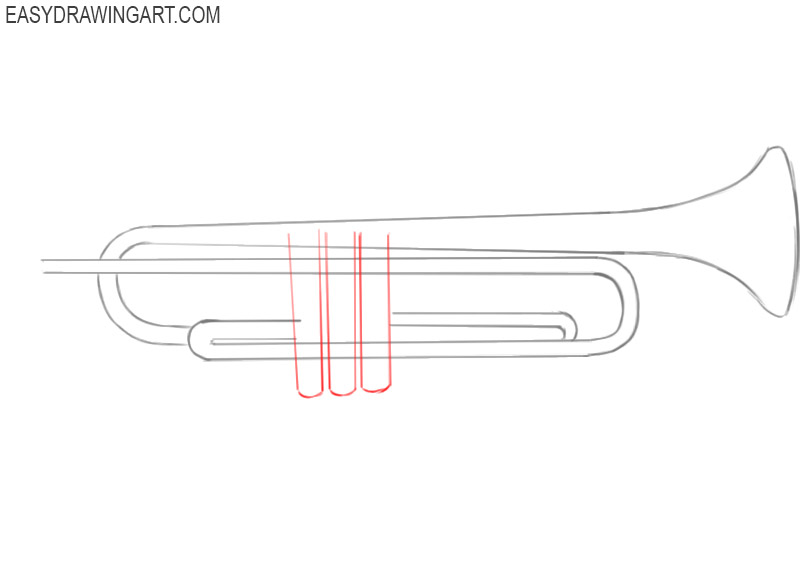 steps on how to draw a trumpet