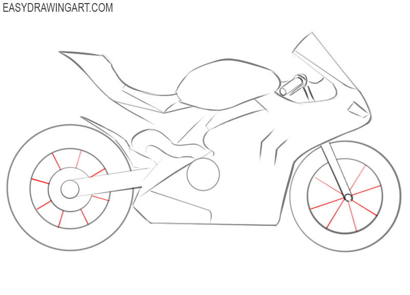 how to draw a cartoon motorbike 