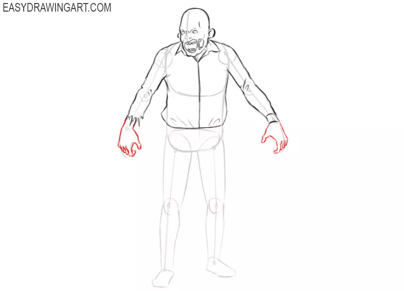 how to draw a simple zombie step by step