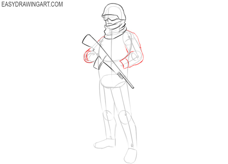 how to draw a soldier easily