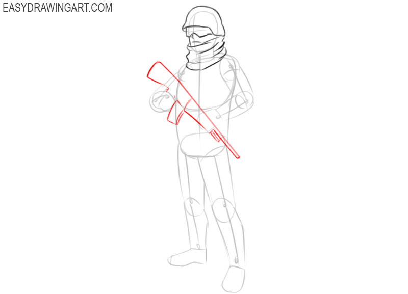 how to draw a soldier easy step by step