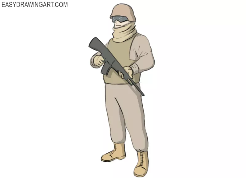 how to draw a soldier