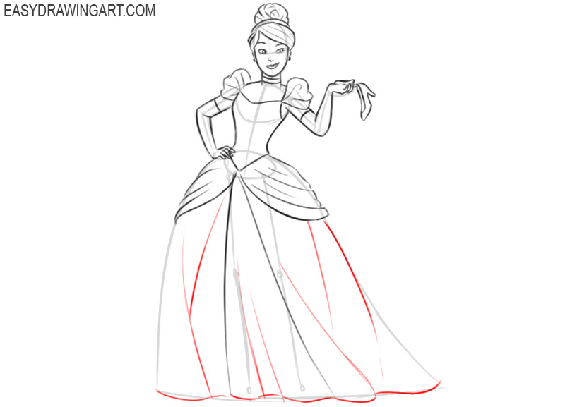how to draw cinderella full body step by step slowly
