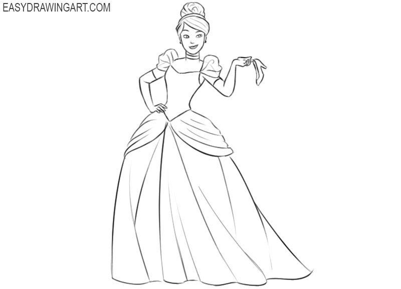 how to draw cinderella in easy way