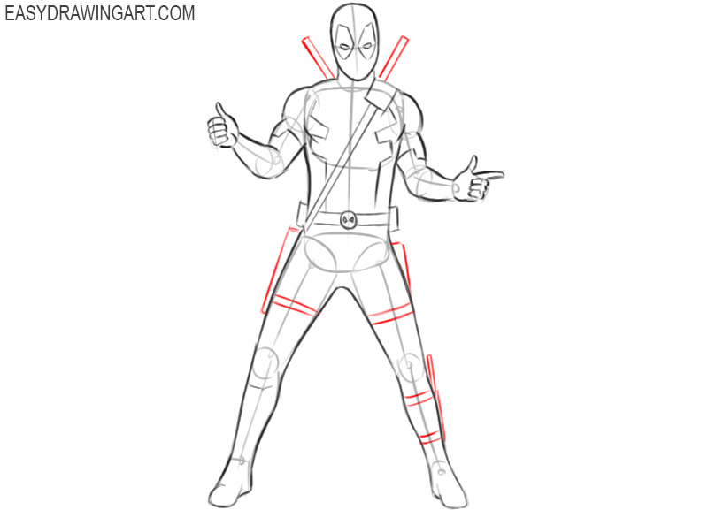 how to draw cute deadpool easy