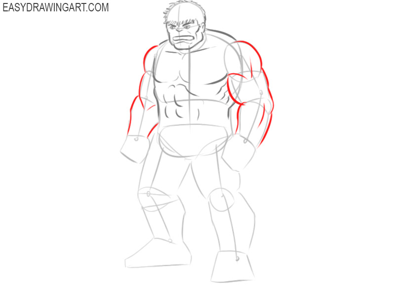 how to draw hulk simple step by step 