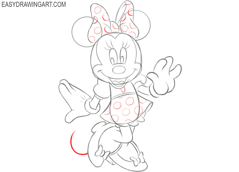how to draw minnie mouse easy