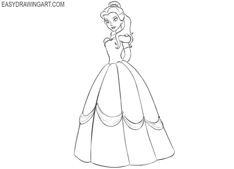 how to draw princess belle easy