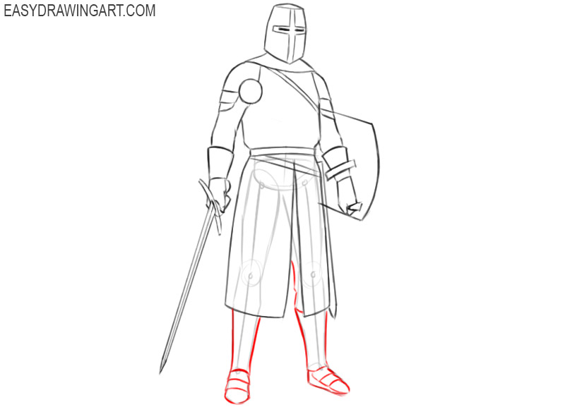 knight drawing easy step by step
