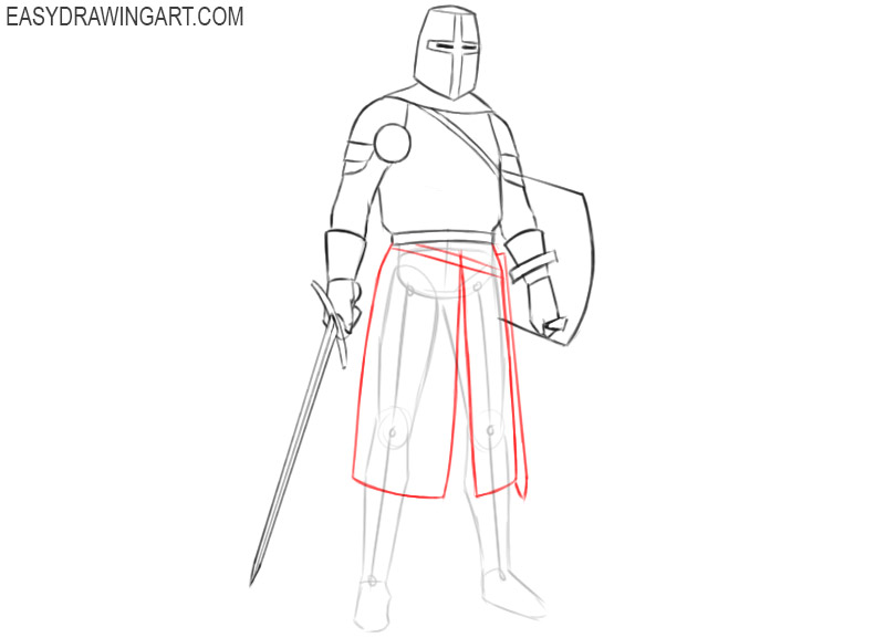 knight drawing step by step