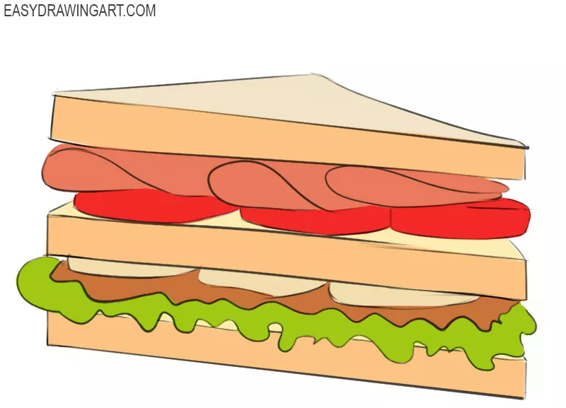 How to Draw a Sandwich Easy Drawing Art
