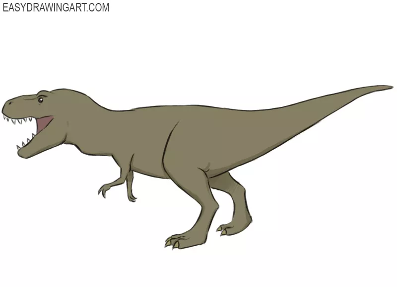 How to Draw a Dinosaur Step by Step Easy - Cute T Rex Drawing for