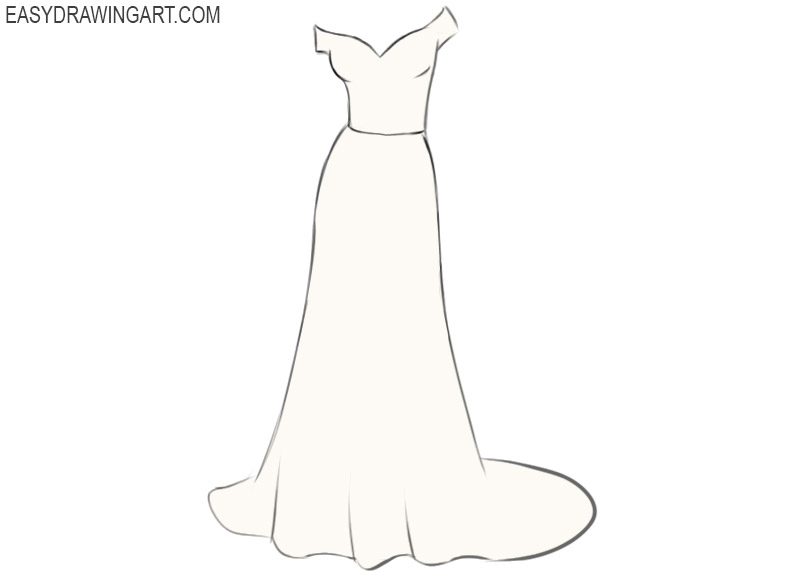 How to Draw a Wedding Dress Easy Drawing Art