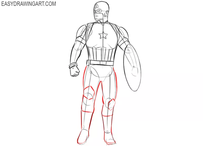 How to draw Captain America from Marvel | Drawing Factory