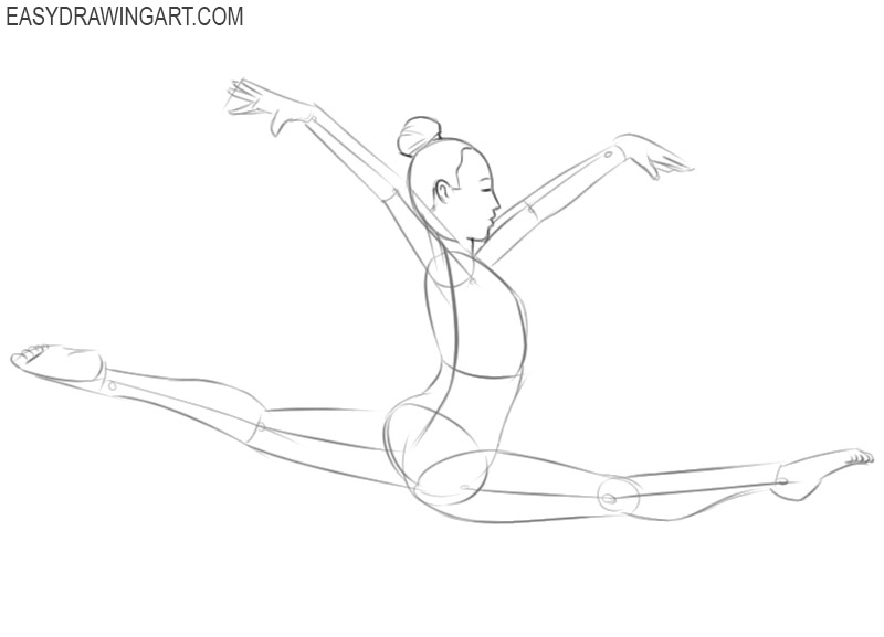 gymnast drawing easy step by step