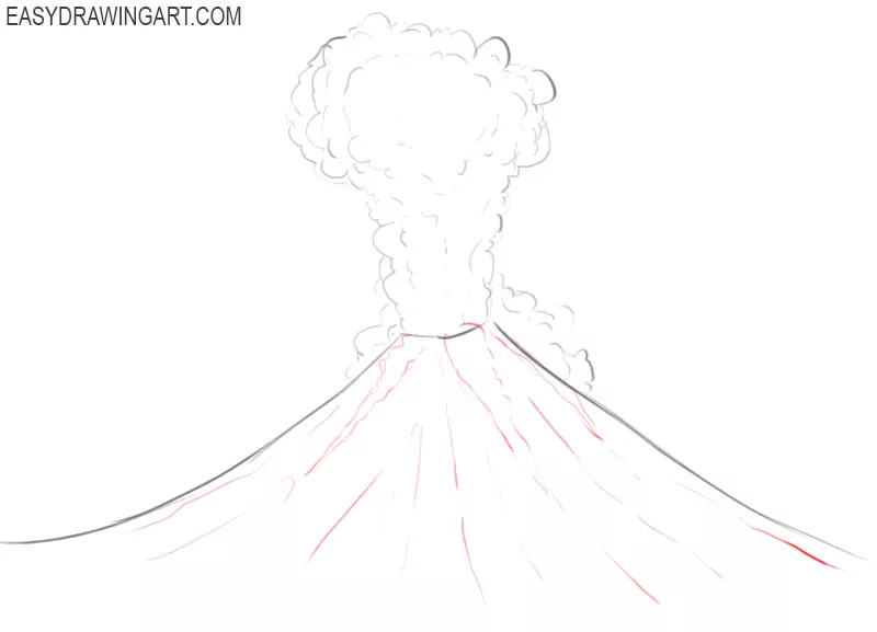 how to draw a beautiful volcano