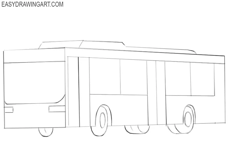 how to draw a bus in steps