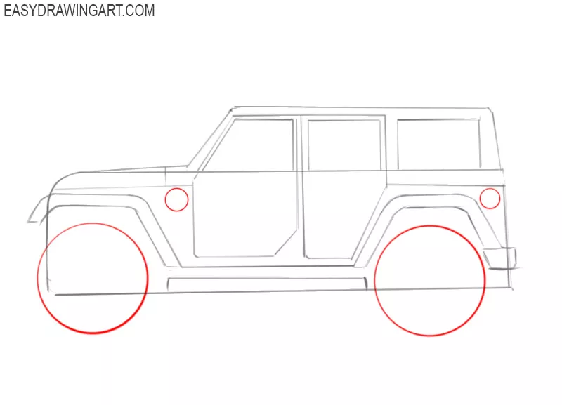 how to draw a cartoon jeep