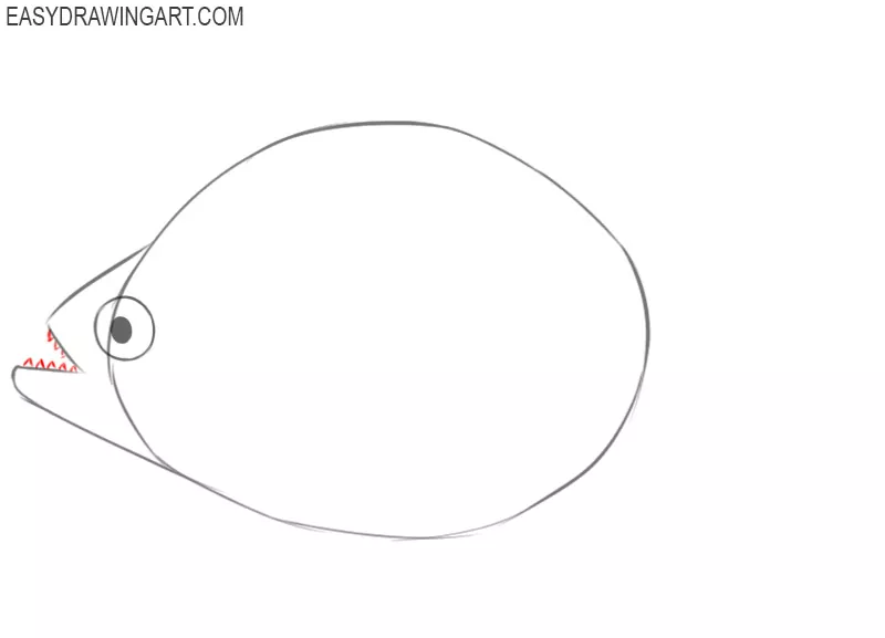 how to draw a cartoon piranha