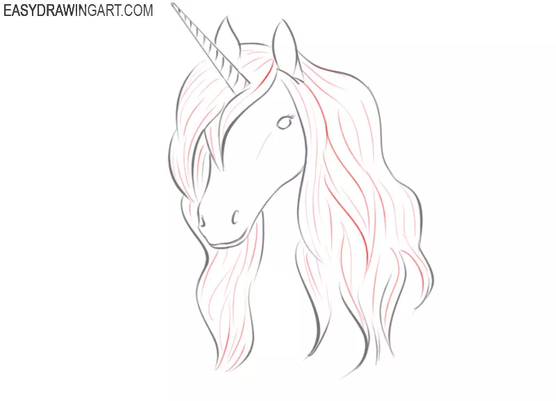 how to draw a cartoon unicorn head easy