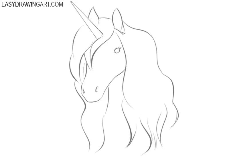 how to draw a cartoon unicorn head step by step