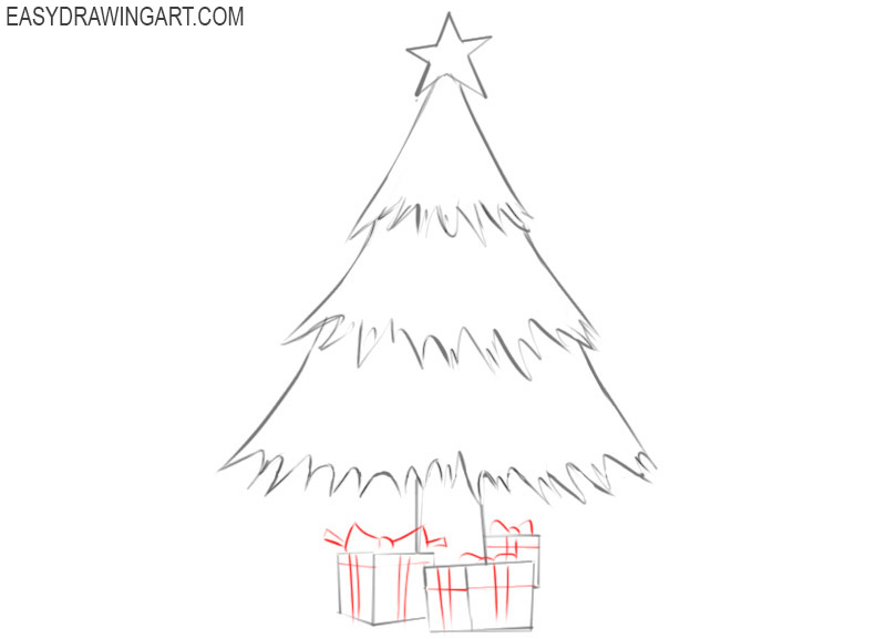 how to draw a christmas tree easy way