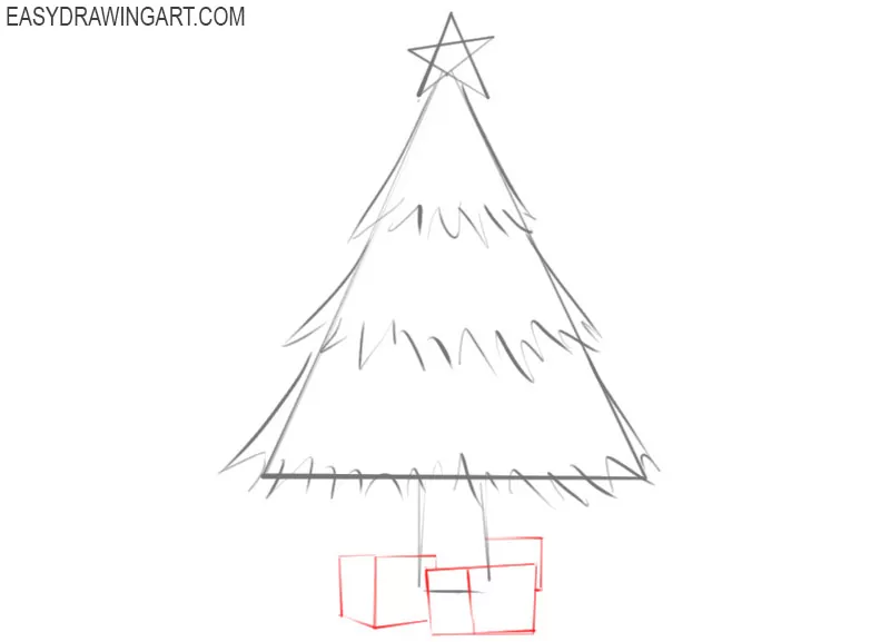 how to draw a christmas tree easy