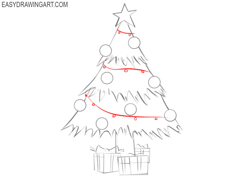christmas tree drawing easy