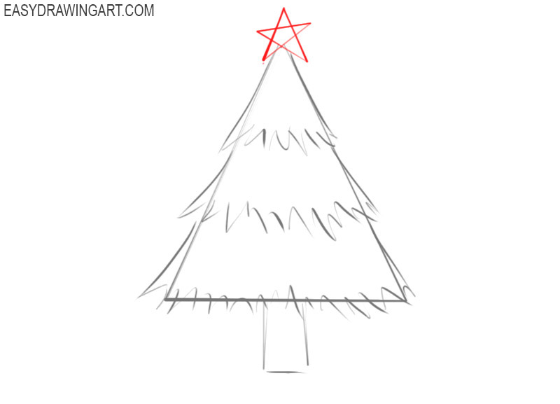 how to draw a christmas tree step by step