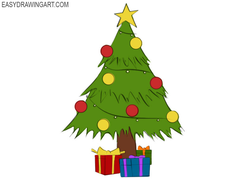 how to draw a christmas tree