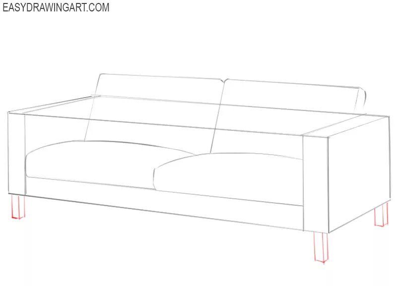how to draw a couch on paper