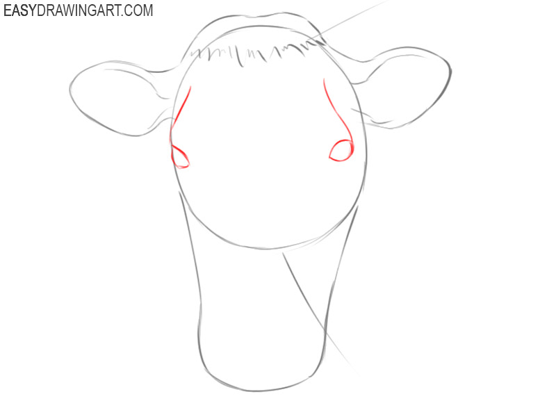 how to draw a cow face step by step easy