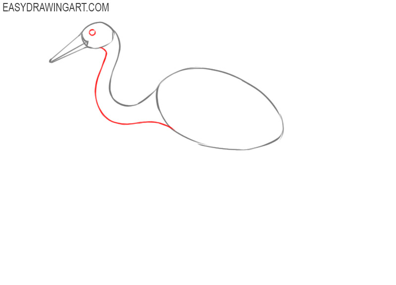 how to draw a crane bird step by step easy