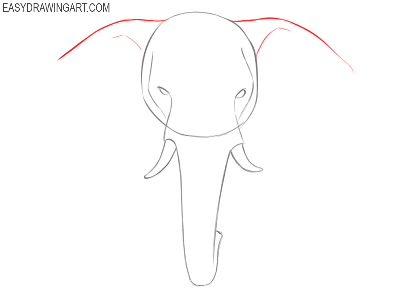 how to draw a elephant head easy