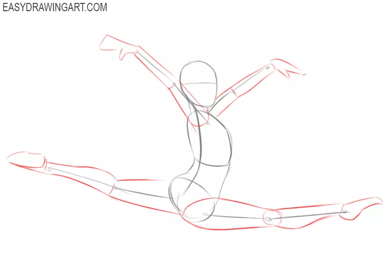 how to draw a gymnast step by step easy