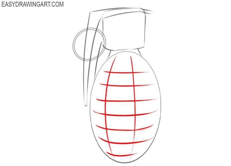 how to draw a hand grenade step by step