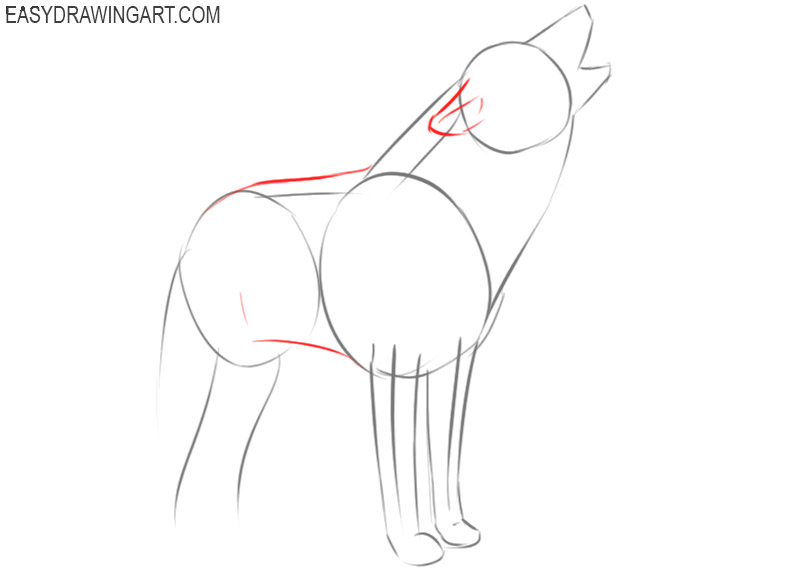 how to draw a wolf howling at the moon easy