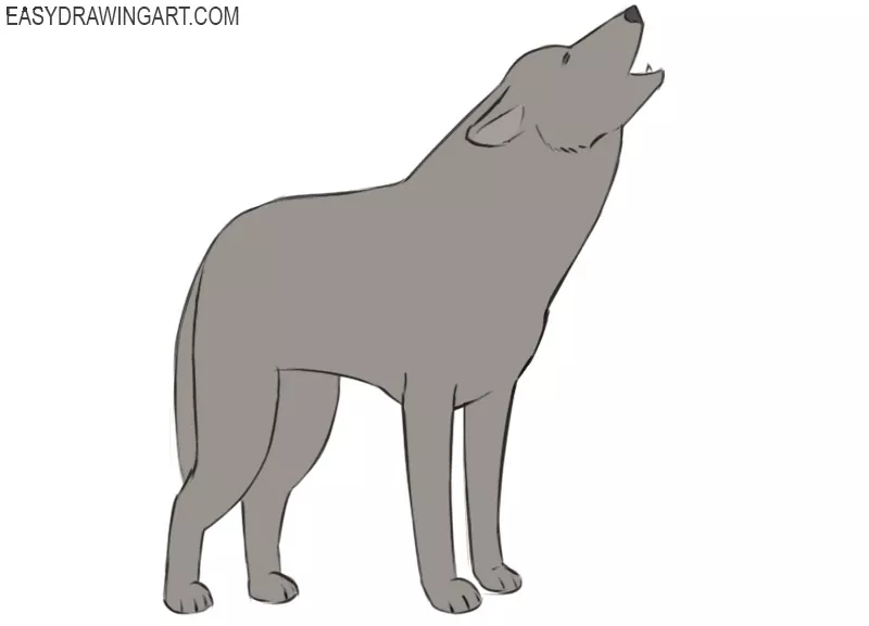 how to draw a wolf step by step howling