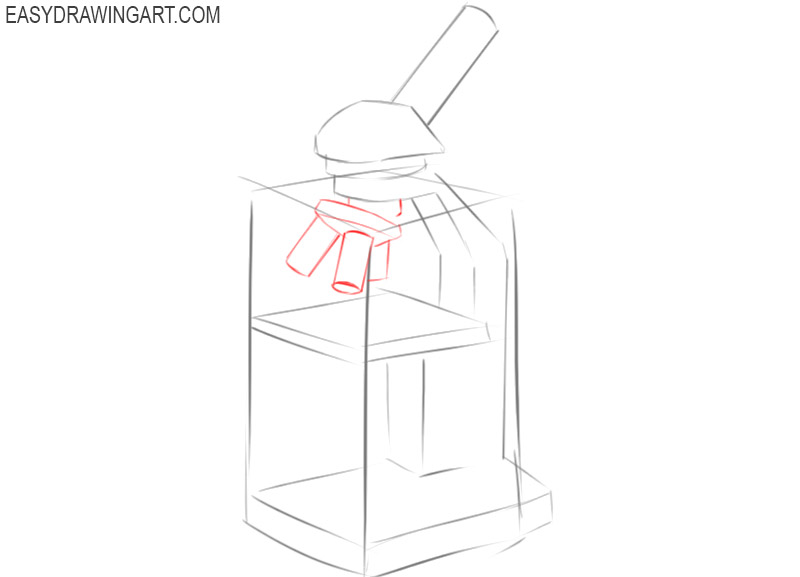 how to draw a microscope step by step