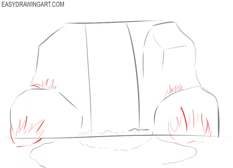 how to draw a picture of a waterfall