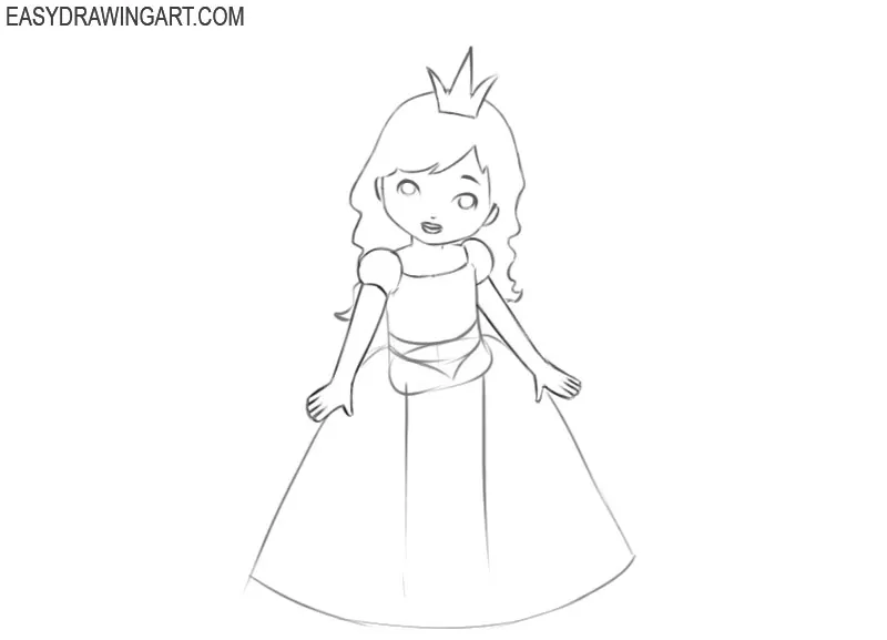 how to draw a princess in easy way