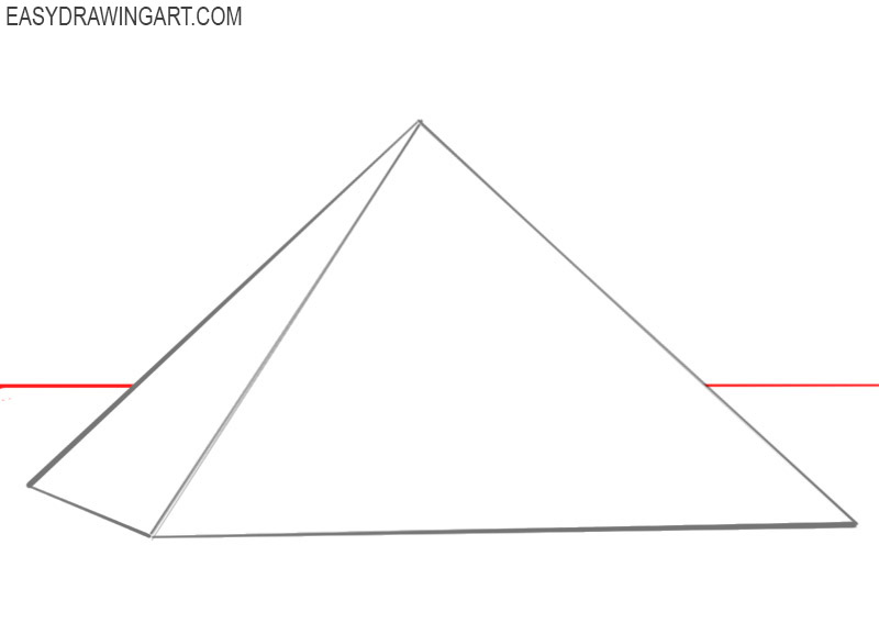 How to draw a pyramid step by step