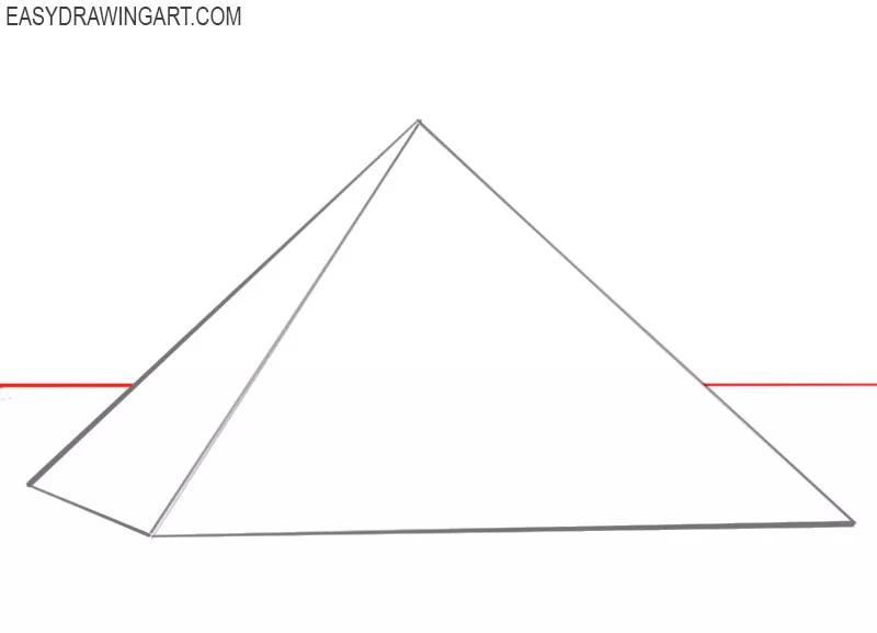How to draw a pyramid step by step