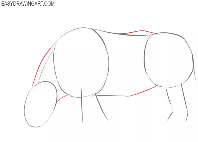 how to draw a rhino step by step