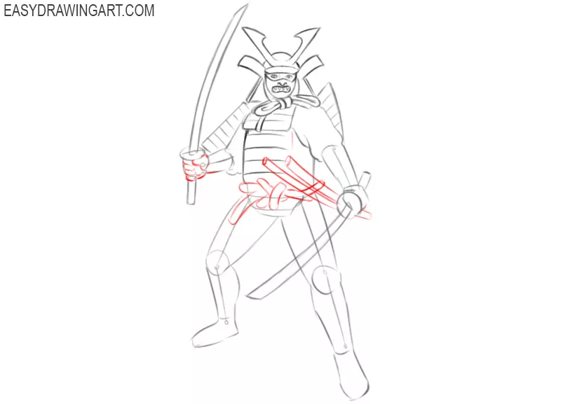 samurai drawing step by step