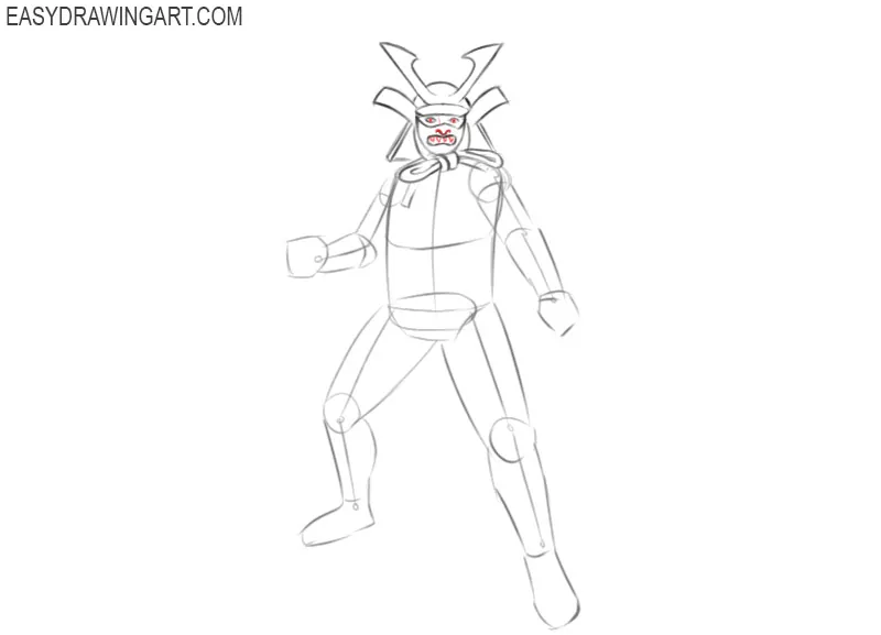 how to draw a samurai in armor