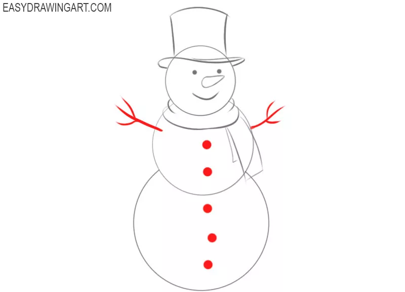 how to draw a simple snowman step by step
