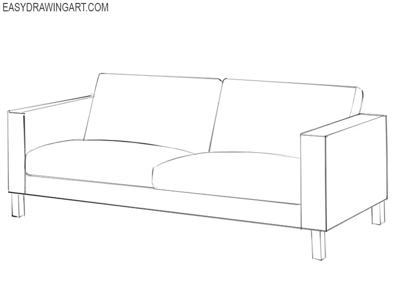 How To Draw A Couch Easy Drawing Art