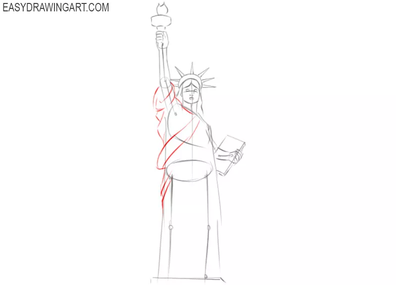 how to draw a statue of liberty step by step