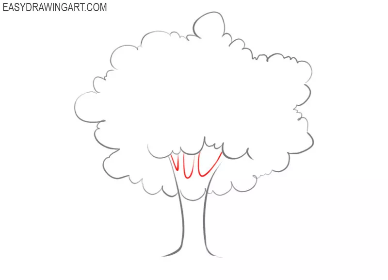 how to draw a tree with leaves
